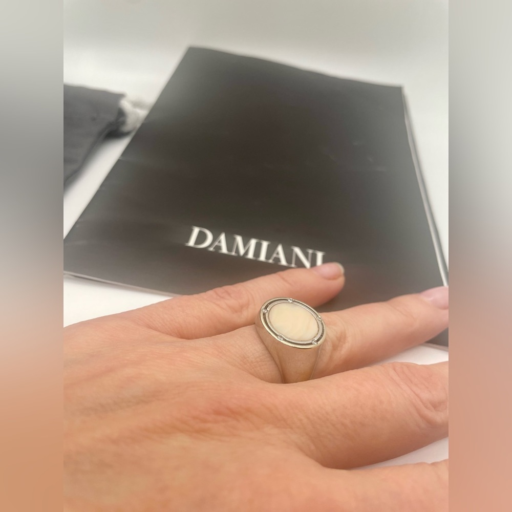 Damiani 18K White Gold Natural Diamonds Ring Sz 7.5 Brad Pitt Designed